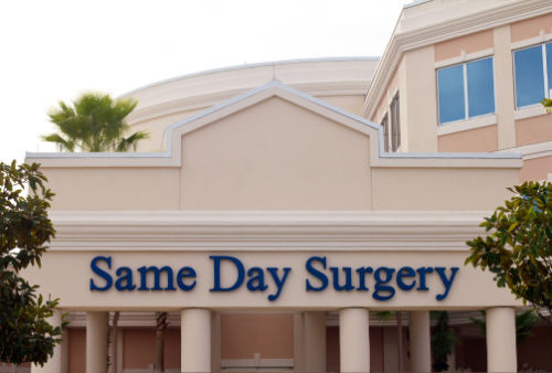 Outpatient Surgery Facility with sign: Same Day Surgery