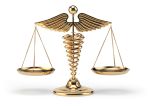 Medical caduceus symbol as scales. Concept of medicine and justice.